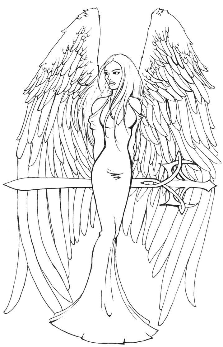 Раскраски Ангелы. Раскраска 64