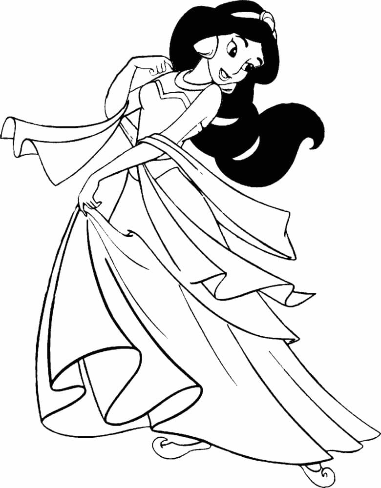Раскраска принцесса Жасмин. Раскраска 12