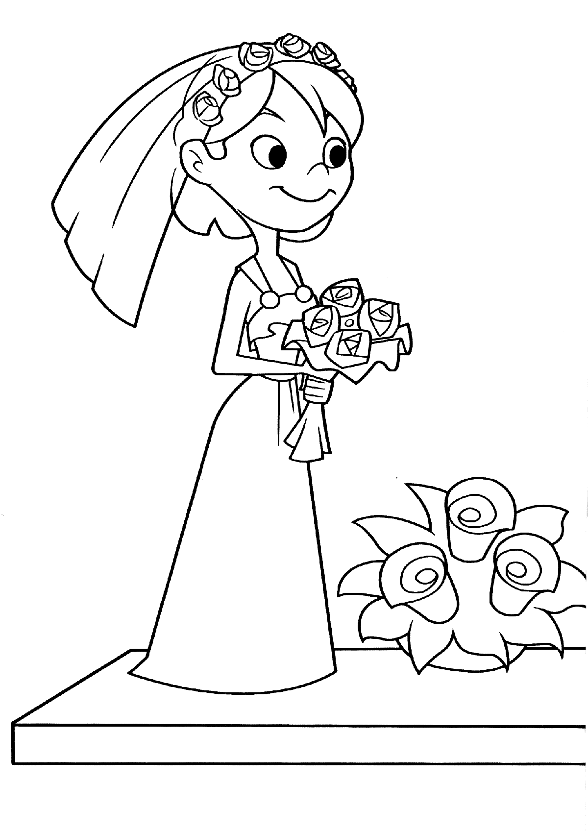Раскраска жених и невеста. Раскраска 3