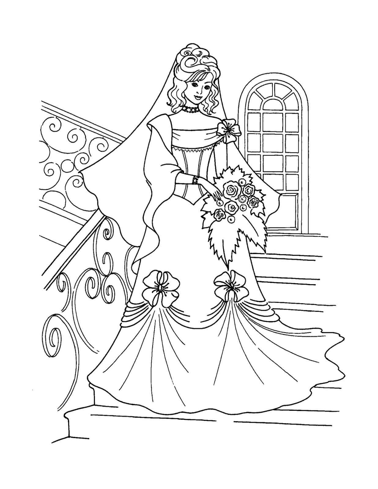 Раскраска жених и невеста. Раскраска 4