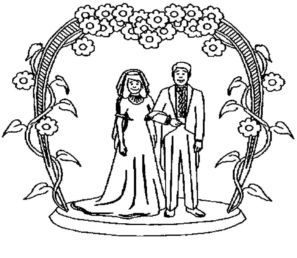 Раскраска жених и невеста. Раскраска 11