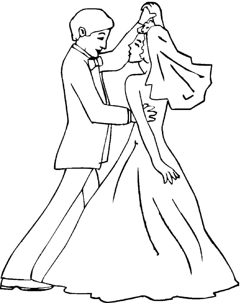 Раскраска жених и невеста. Раскраска 29