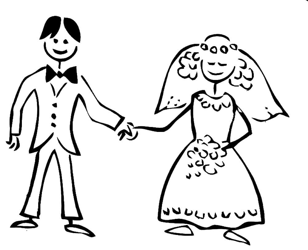 Раскраска жених и невеста. Раскраска 13