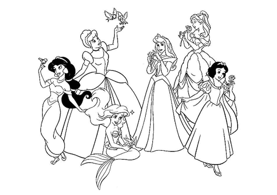 Раскраски принцессы Диснея. Раскраска 38