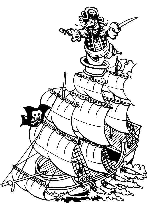 Раскраска Пиратский корабль. Раскраска 6