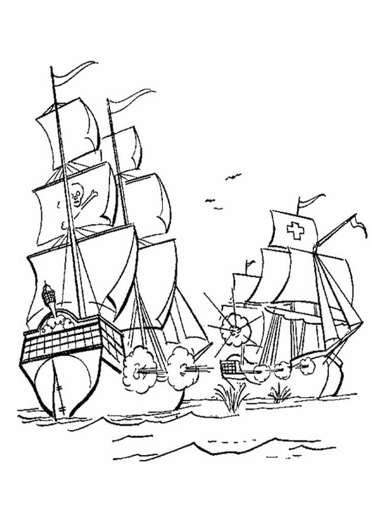 Раскраска Пиратский корабль. Раскраска 7