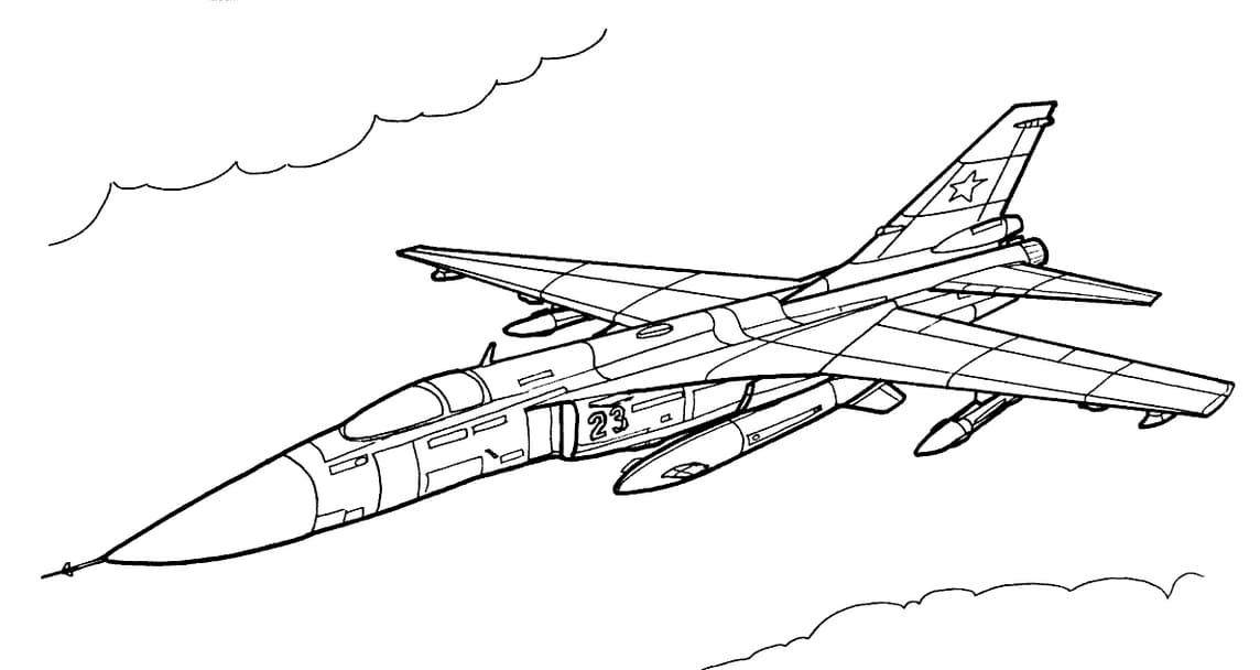 Раскраски Военный самолет. Раскраска 40