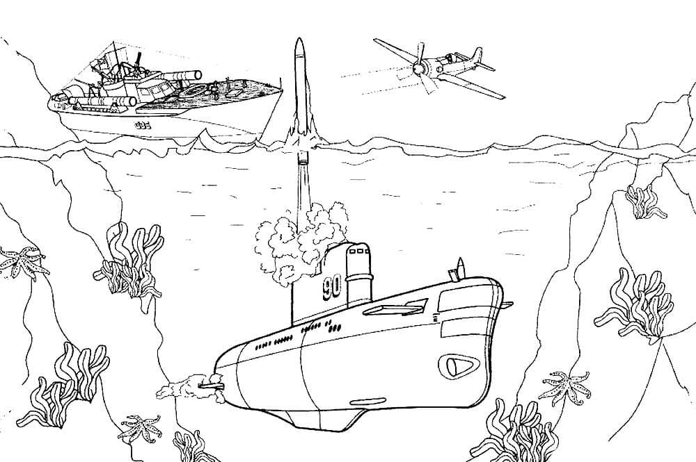 Раскраска Подводная лодка. Раскраска 17