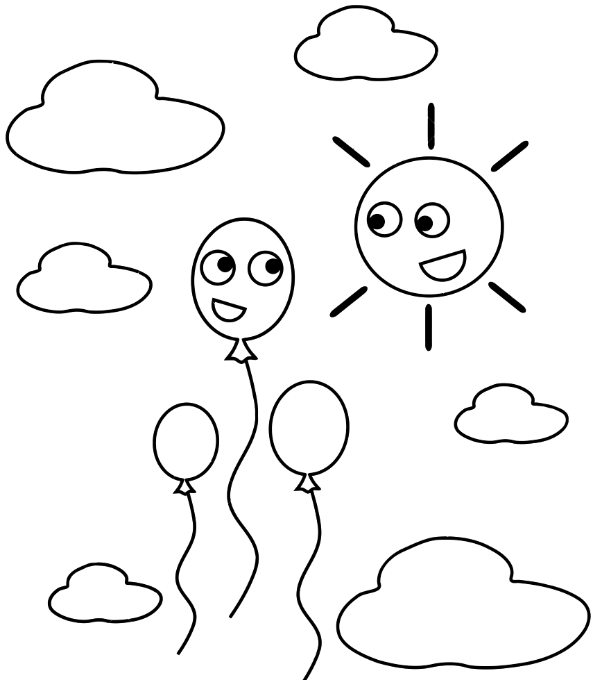 Раскраска Воздушные шарики. Раскраска 12