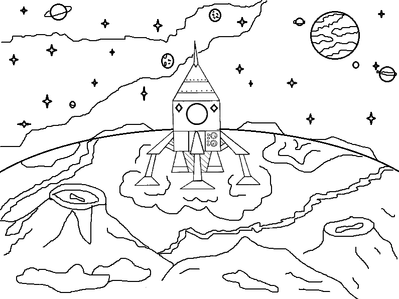 Раскраски День космонавтики. Раскраска 16