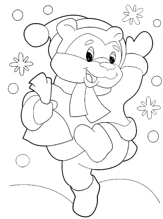 Раскраска Новогодний мишка. Раскраска 4