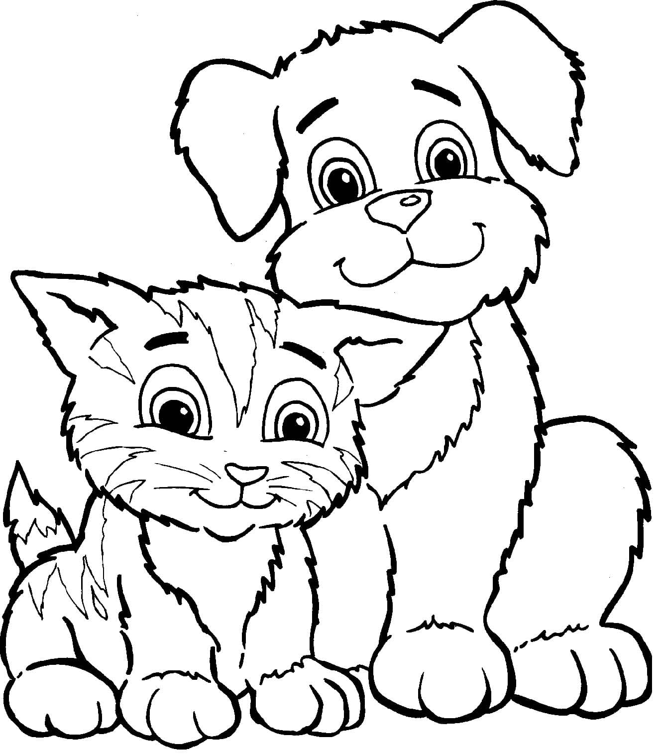 Раскраска Собака и Кошка. Раскраска 2