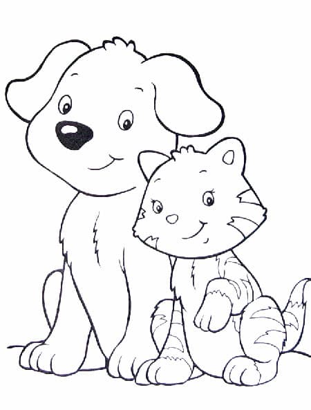 Раскраска Собака и Кошка. Раскраска 7