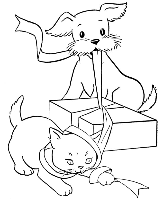 Раскраска Собака и Кошка. Раскраска 11