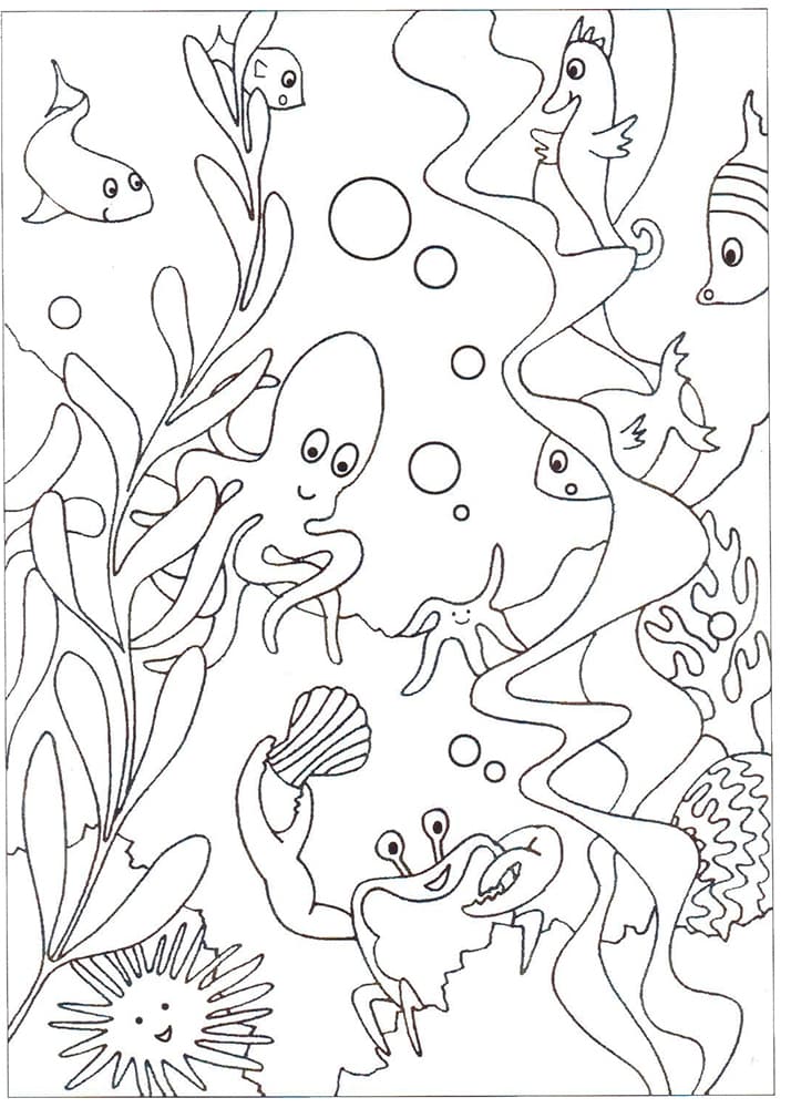 Раскраска морские обитатели. Раскраска 34