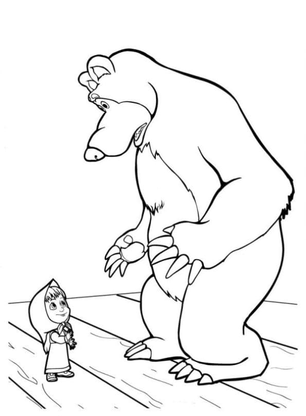 Раскраска Маша и Медведь. Раскраска 34