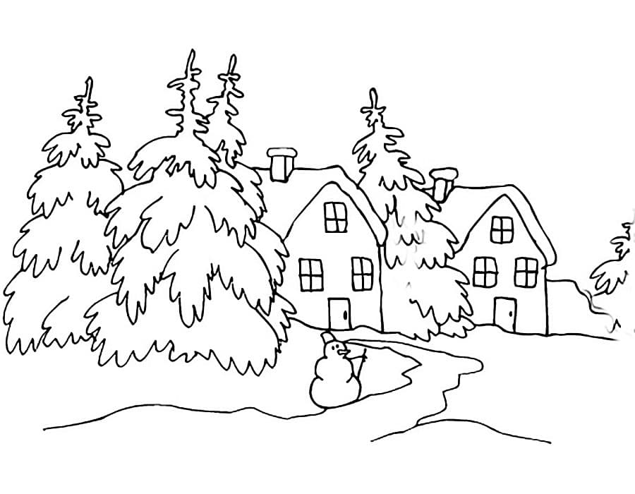 Раскраска Зимний лес. Раскраска 9
