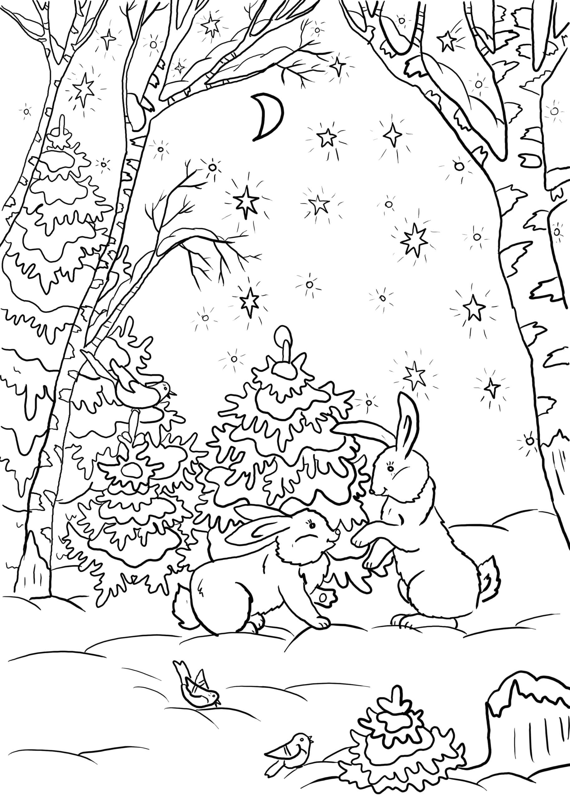 Раскраска Зимний лес. Раскраска 10