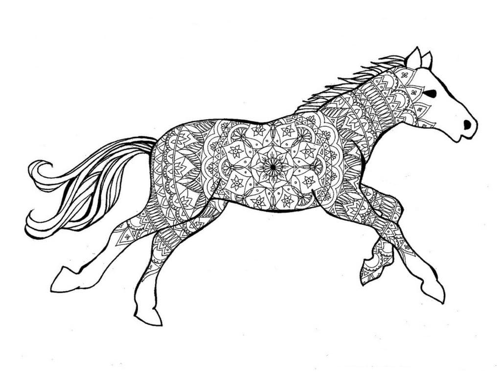 Раскраска антистресс лошади. Раскраска 16